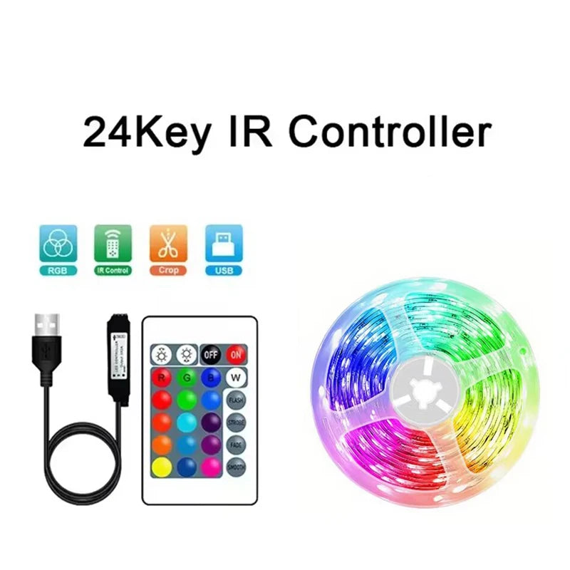 18 LED Strip Lights 5050 RGB USB Color Changing Flexible Lamp Tape with APP Control for Room Decoration TV Backlight