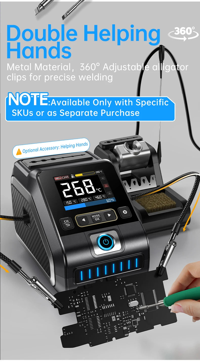 FNIRSI DWS-200 200W Power Repaid Heating Soldering Iron Staion C210 C245 Solder Iron Handle Electronic Welding Rework Station
