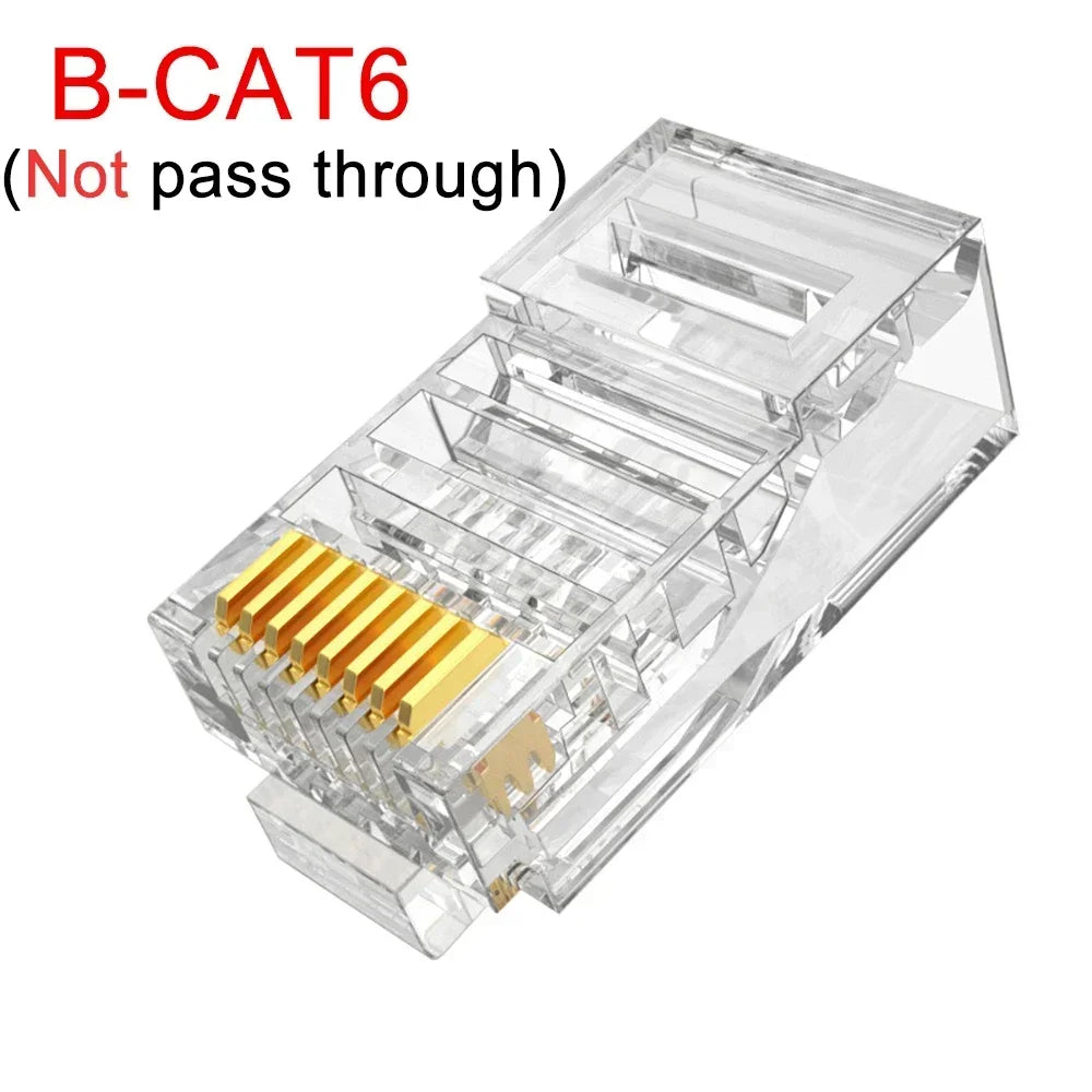 1-50Pcs CAT6 RJ45 Ends Pass Through Ethernet Cable Crimp Connectors CAT5E UTP Network Unshielded Modular Plug for PC Computer