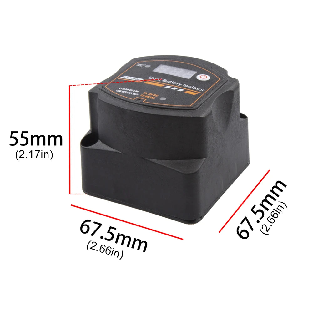 Dual Battery Isolator 12V 140A Auto Manual Voltage Sensitive Relay with Digital Voltmeter Smart VSR for Camper Car RV Yacht Boat