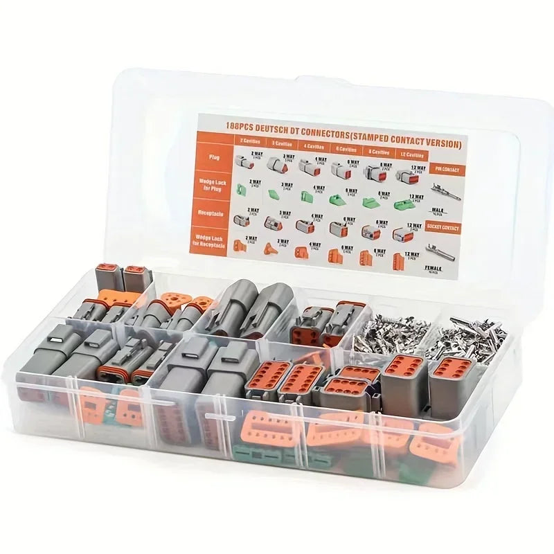 188pcs Deutsch DT Series Size 16 Stamped Anderson Connector Waterproof Automotive Electrical ﻿ Bnc Cable Peeler Assortment Plug