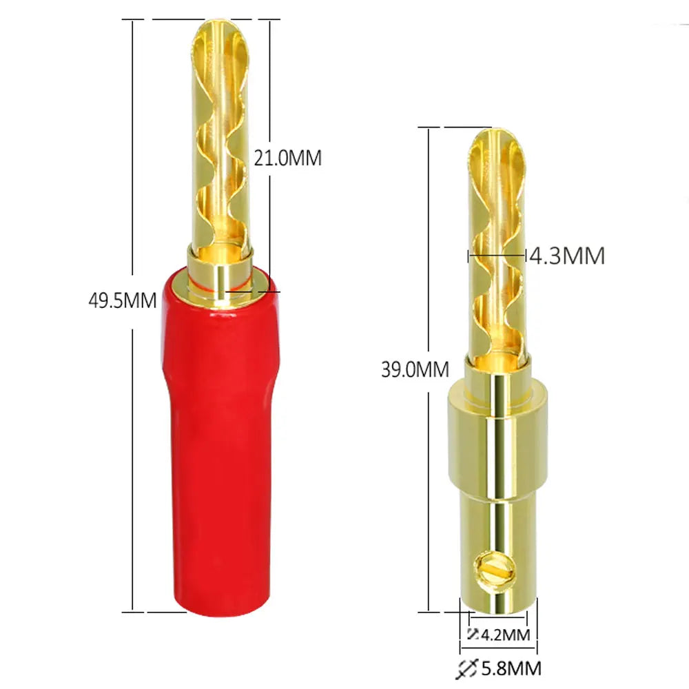 Musical Sound 2/4/12/24 PCS Banana Plug Connectors Gold Plated HIFI Audio 4mm Dual Screws Speaker Cable Banana Plug Connectors