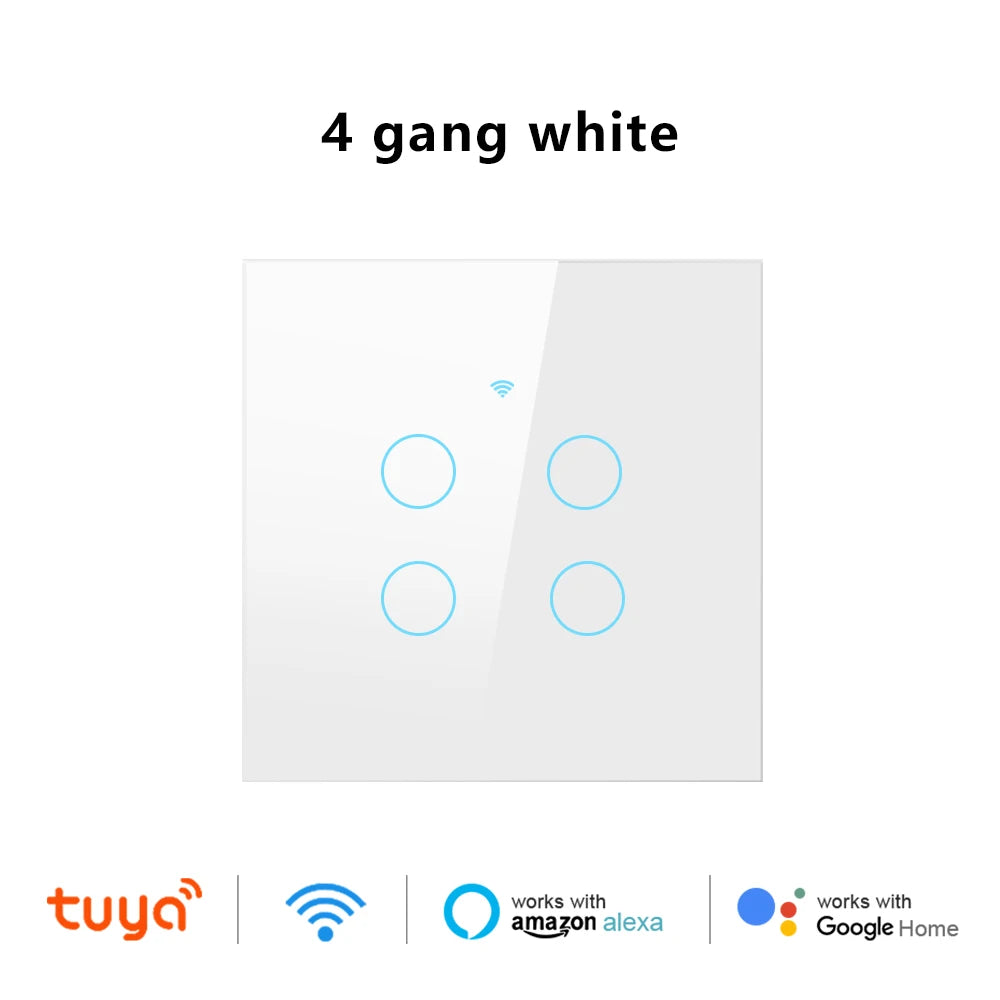 Work With Tuya WiFi Smart Touch Wall Switch RF433MHz 1/2/3/4 Gang Touch Sensor for LED Light Voice Control Alexa And Google Home