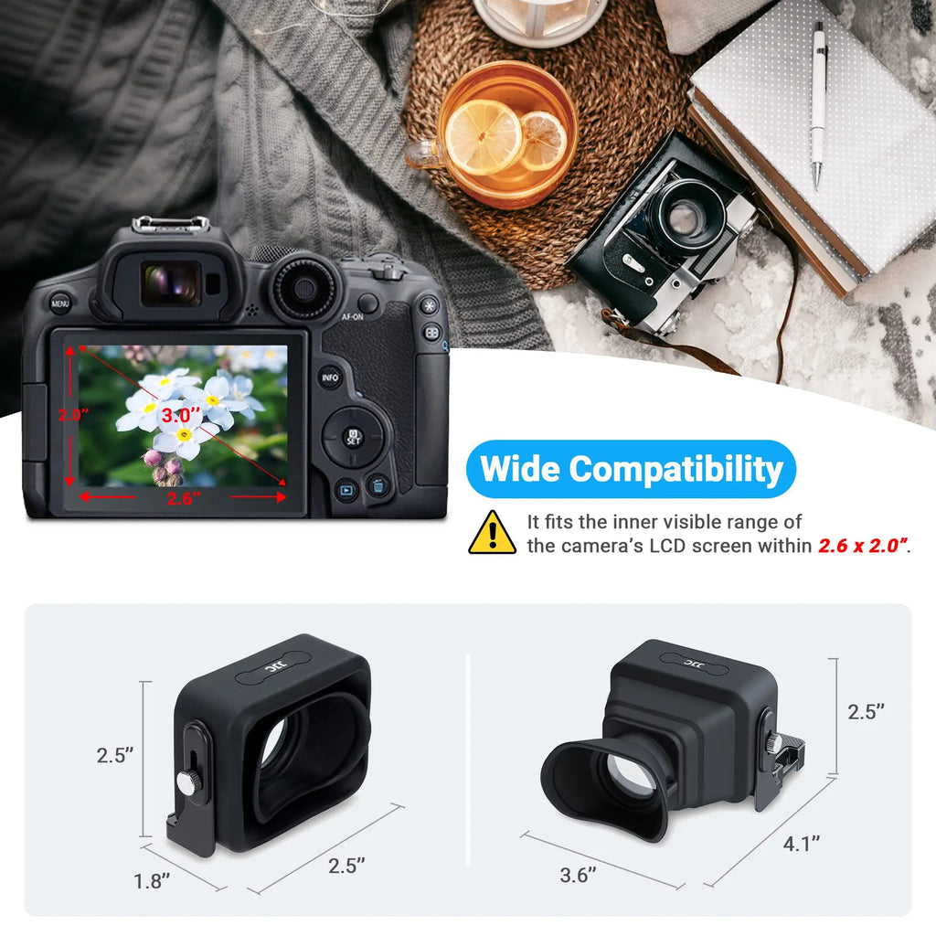 JJC 3X LCD Viewfinder Camera Extender Eyecup Eyepiece Collapsible Fit 3.0' Screen for Nikon Z30 Sony ZV-1 RX100 Fuji X-T30 III