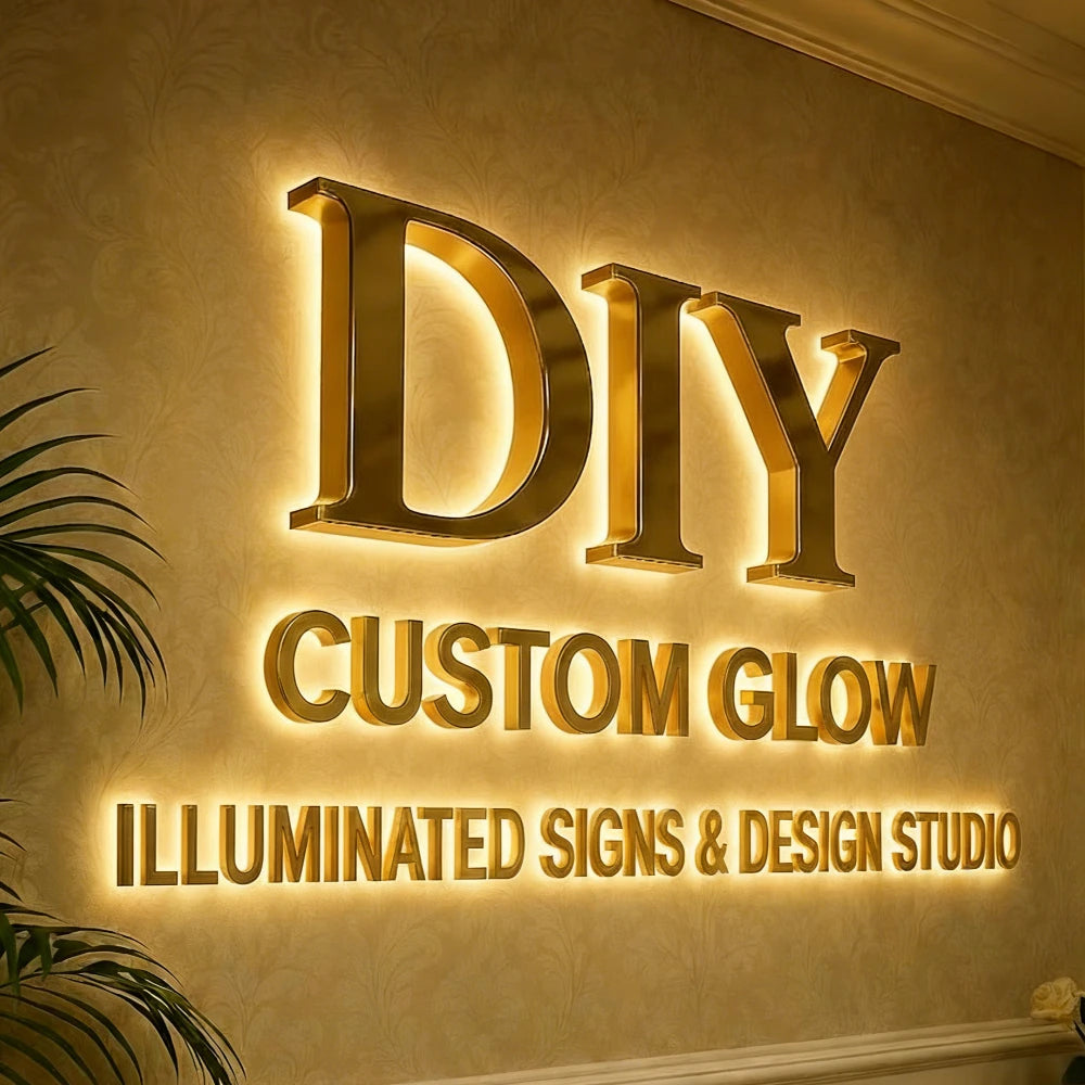 3D Custom Luxury LED Luminous Acrylic Metal Wall Letters - Business Logo Signboard for Cafe Wall Decor & Commercial Advertising