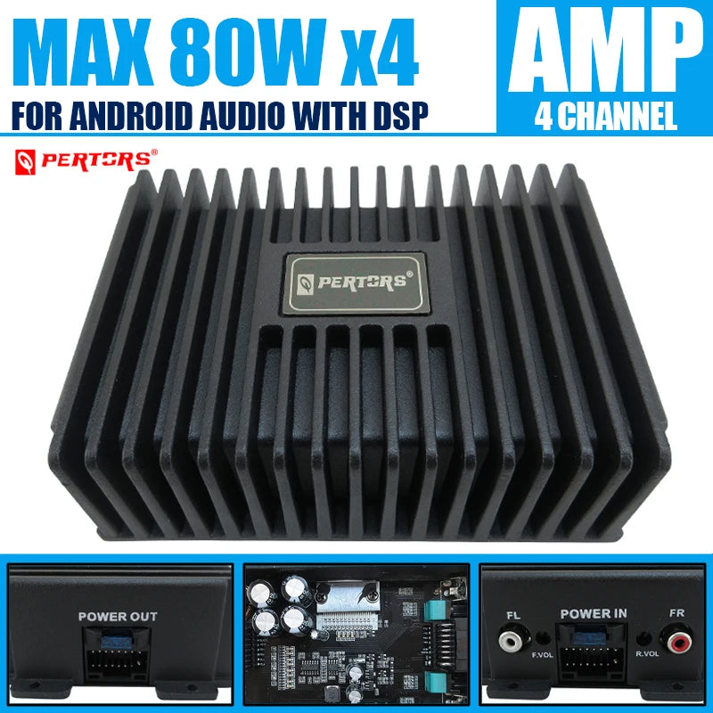 Car DSP Amplifier Hi-Fi Booster Audio Digital Sound Processors 4*80W for Android Speaker Subwoofer Power Car Radio Stereo AMP