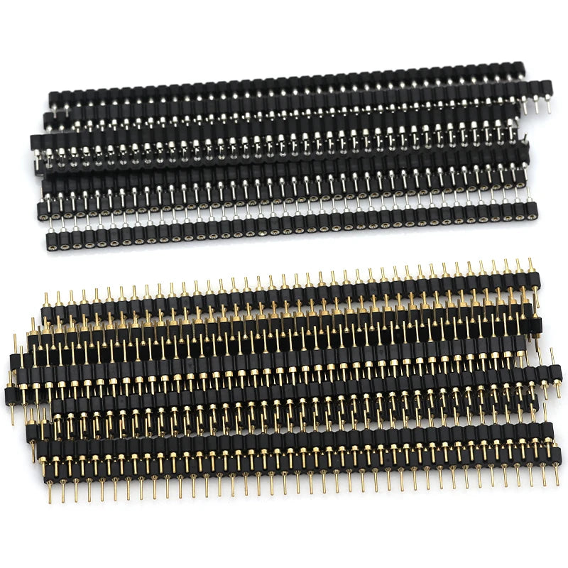Stlxy 5/20/50Pcs 1x40 Pin Connector Header Strip Male Female Header Single Row 40 Pin 2.54mm Pin Connector Strip Round Needle