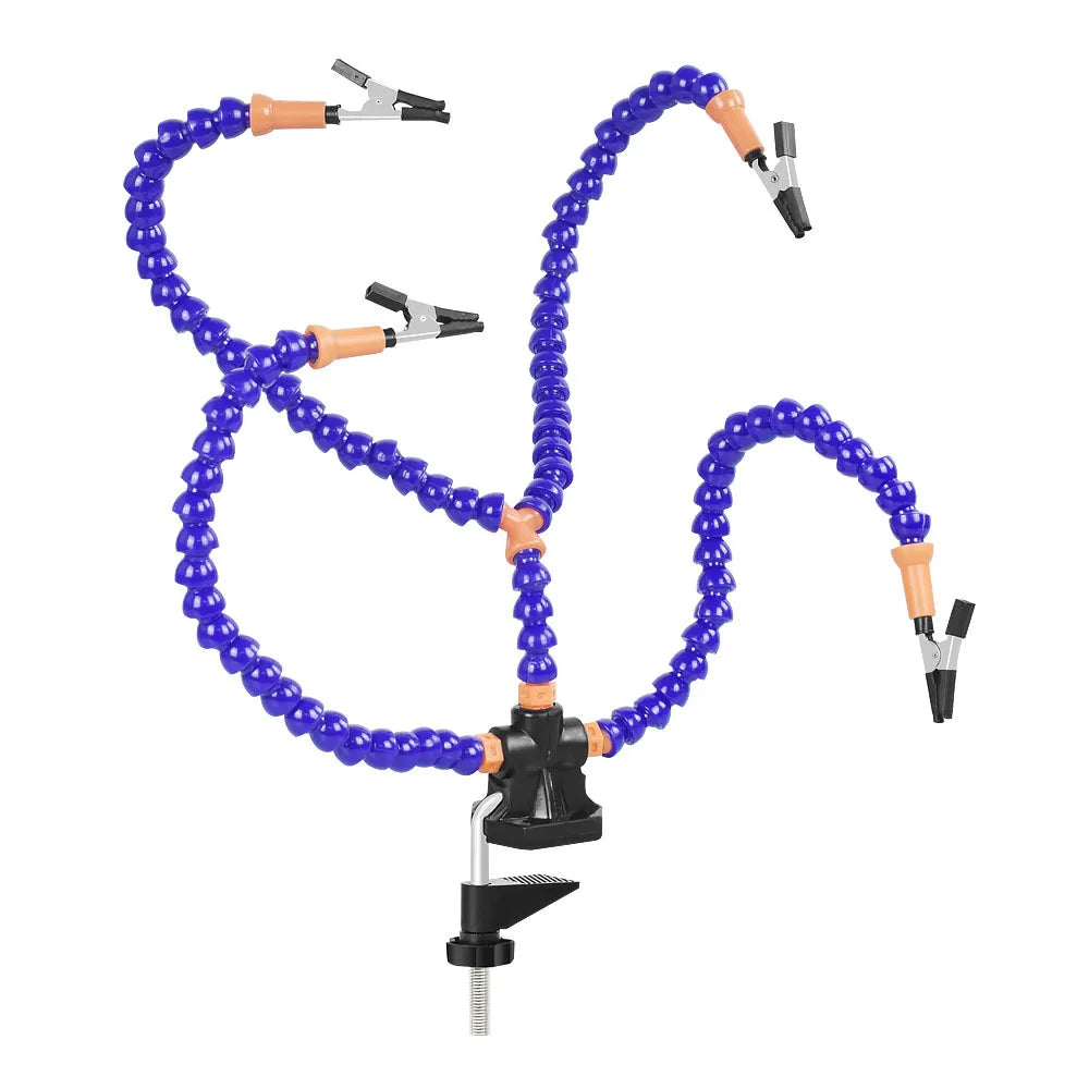 Flexible Holder Alligator Arms Soldering Helping Hands Table Clamp Pcb Board Adjustable Welding Repair Third Hand Tool Magnifier