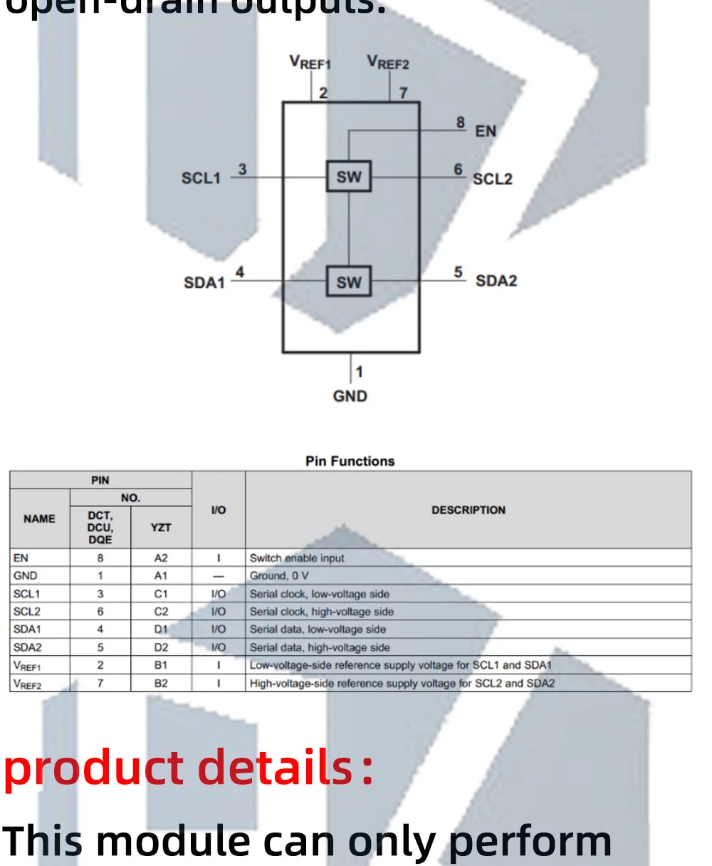 PCA9306 I2C/IIC Level Shifter - 2-Bit Bidirectional SMBus Translator, High Stability, Compatible for Arduino