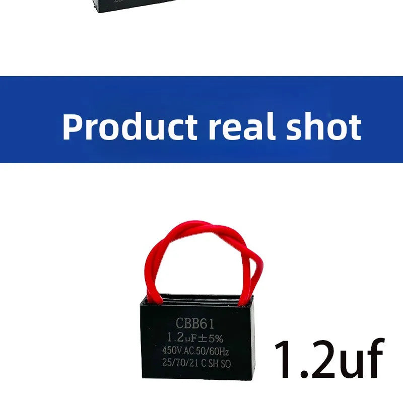 CBB61 Fan Start Capacitor 1.0/1.2/1.5/2.0/2.5/3.0/3.5UF 450V Universal for Ceiling Fans, Range Hoods, Water Pumps