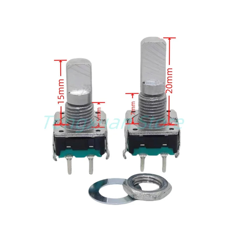 2pcs EC12 Rotary Encoder Switch 360 Degree RE12 Audio Coding 5pins 24 Positions With Push Button Handle Length 15/20mm