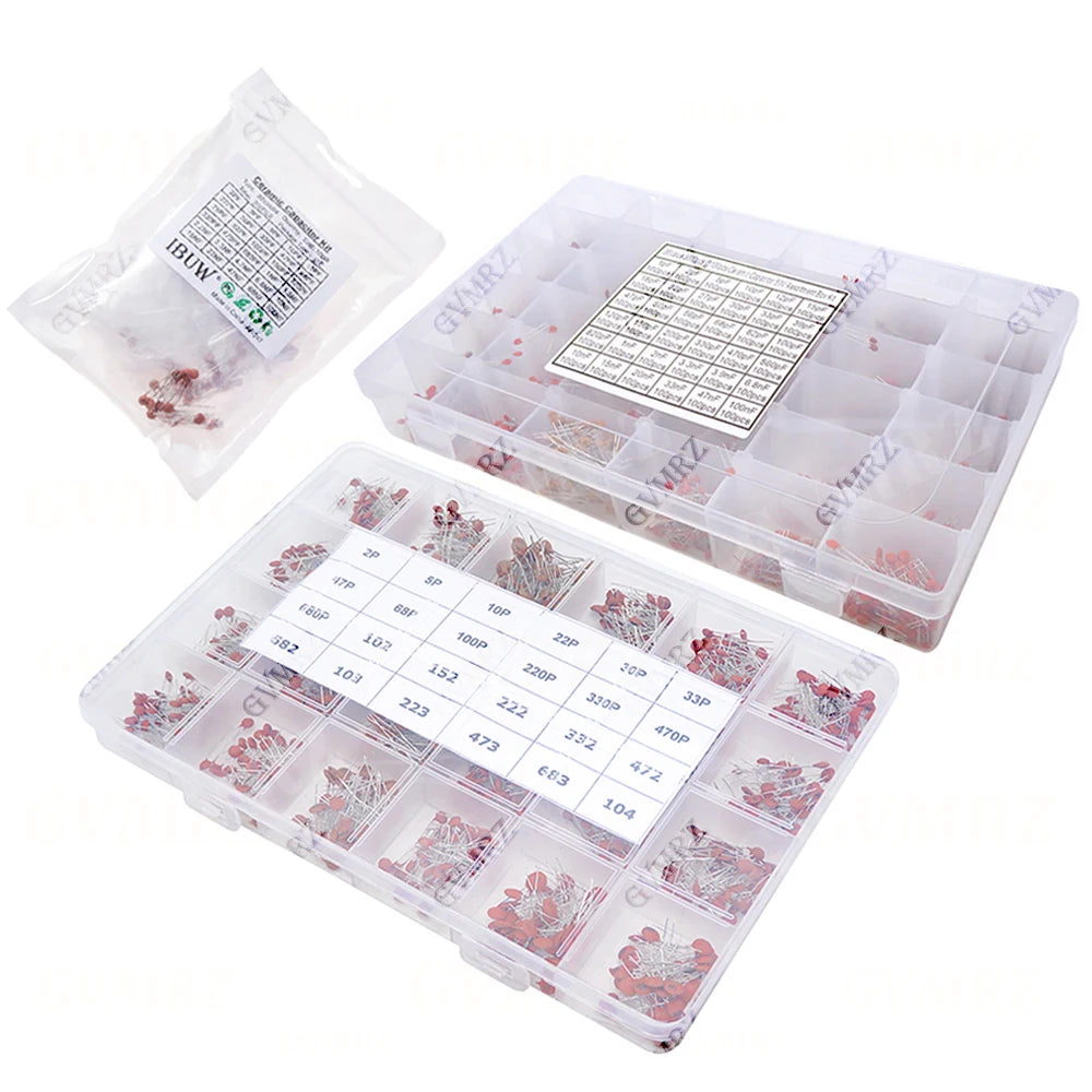 300PCS 960PCS 3600PCS Electronic Components Package Capacitor Assorted Samples DIY Kit Ceramic Capacitors Kit