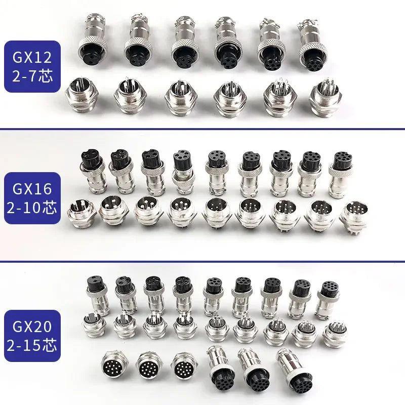 5pcs GX12 GX16 GX20 2 3 4 5 6 7 8 9 10Pin Male Female Butting Wire Cable Circular Aviation Socket Plug Panel Connector