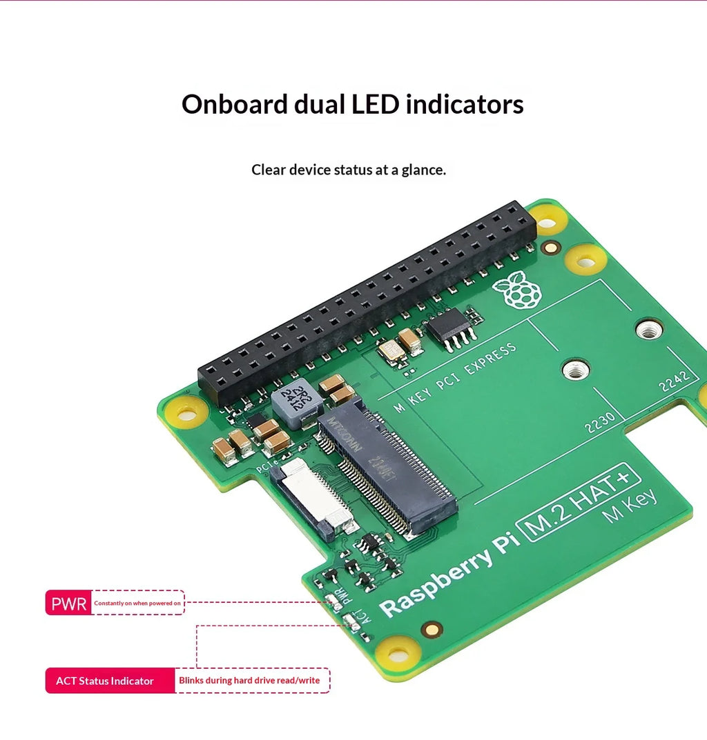Raspberry Pi 5 Pcie To M.2 Hat+ Compact Expansion Board Ssd Solid State Drive Nvme Pi5