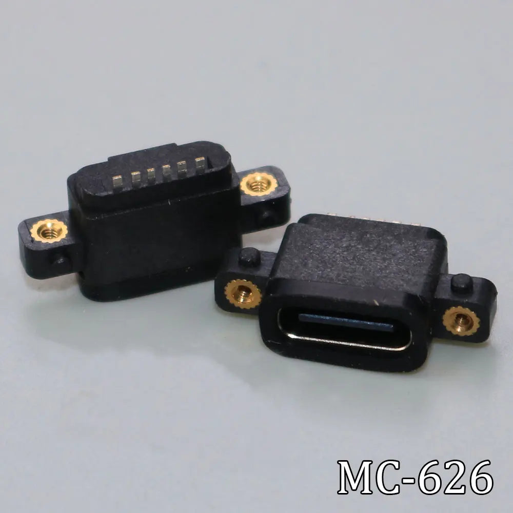 1PC Type-C USB 4 6 16 Pin Female SMD DIP With Screw Hole Waterproof Connector For DIY PCB Design High Current Fast Charging Jack