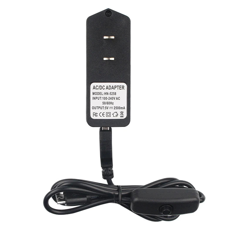 10 PC Power Supply  5V 2.5A  Power Adapter + Switch ON/OFF Micro USB Port Cable for Raspberry Pi 3B+ Orange Pi Zero 2 Banana Pi