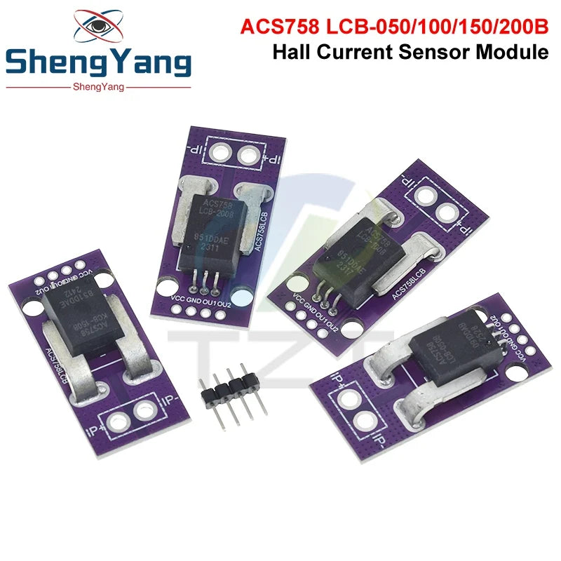 50/100/150/200A Hall Current Sensor Module Linear Analog AC DC 3.3V-5V ACS758LCB-050B 100B 150B 200B -PFF-T RC Model Connector