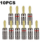 1-10PCS Dual Screw Locking 4MM Banana Plugs 24KGold Plated Copper OFC Speaker Connector for HIFI Audio System Terminal Adapter