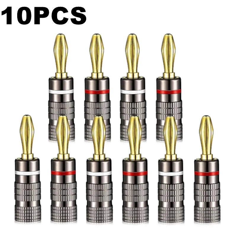 1-10PCS Dual Screw Locking 4MM Banana Plugs 24KGold Plated Copper OFC Speaker Connector for HIFI Audio System Terminal Adapter