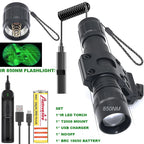 Zoomable LED Infrared Tactical Flashlight Night Vision Rechargeable Waterproof Hunting Torch 850nm/940nm IR Flashlight