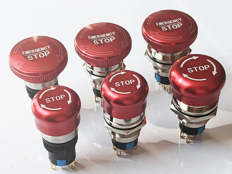 16mm/19mm/22/mm Emergency Metal Button Switch Indication STOP Machine Panel Dashboard Press Latching Button 1NO1NC/2NO2NC