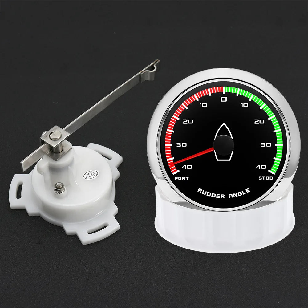 12V/24V STBD PORT Rudder Angle Meter 85mm Rudder Angle Indicator with 0-190 ohm Rudder Angle Sensor 7 Color Backlight Customized