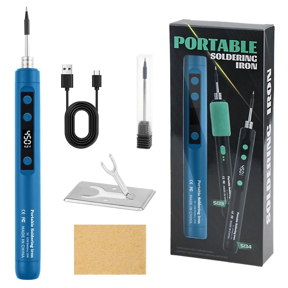 5V/15W Digital Display Soldering Iron Welding Repair Tool Cordless USB Soldering Iron Adjustable Temperature Speed Heating