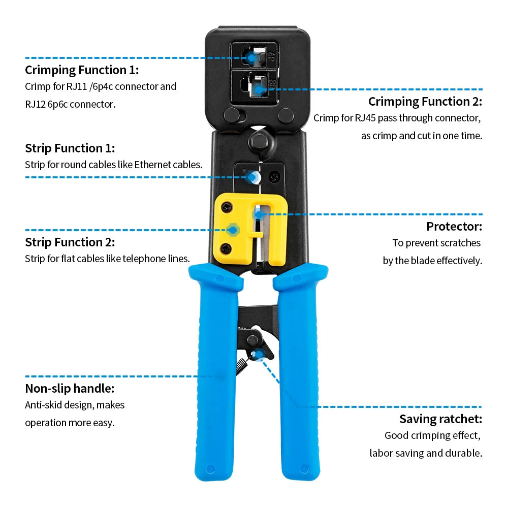 RJ45 Crimper Hand Network Tools Pliers RJ12 Cat5 Cat6 8P8C Cable Stripper Pressing Clamp Tongs Clip Multi Function