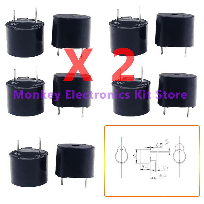 10/20pcs Passive Buzzer，Active Buzzer 12*9.5mm mini ,5V Magnetic Long Continous Beep Tone Alarm Ringer  for ATmega328P