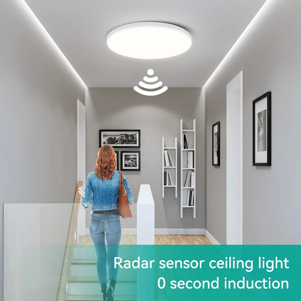 LED Radar Sensor Light Waterproof Ip44 220V Ceiling Lamp for Living Room Bathroom Corridor Decor Led Panel Light Motion Sensor