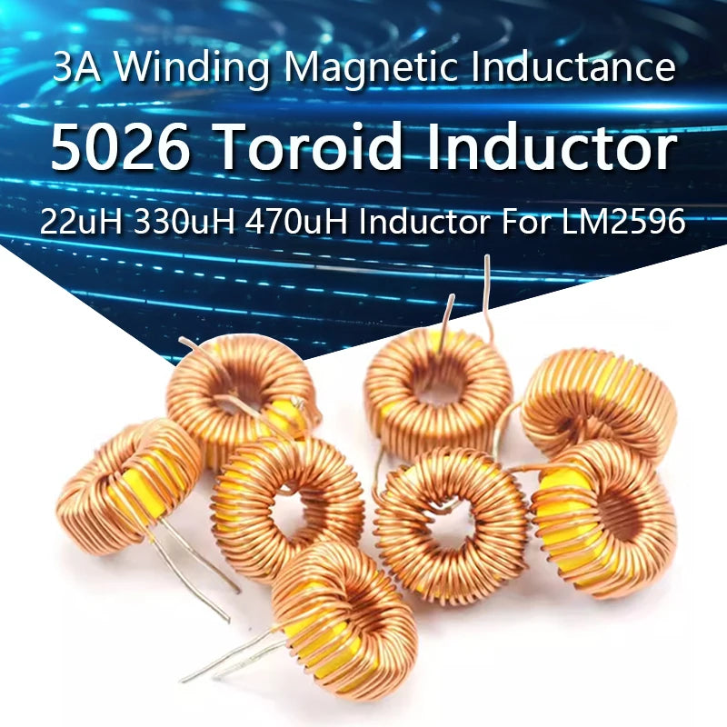 5-50PCS 5026 Toroid Inductor 3A Winding Magnetic Inductance 22uH 33uH 47uH 5647uH 100uH 220uH 330uH 470uH Inductor For LM2596