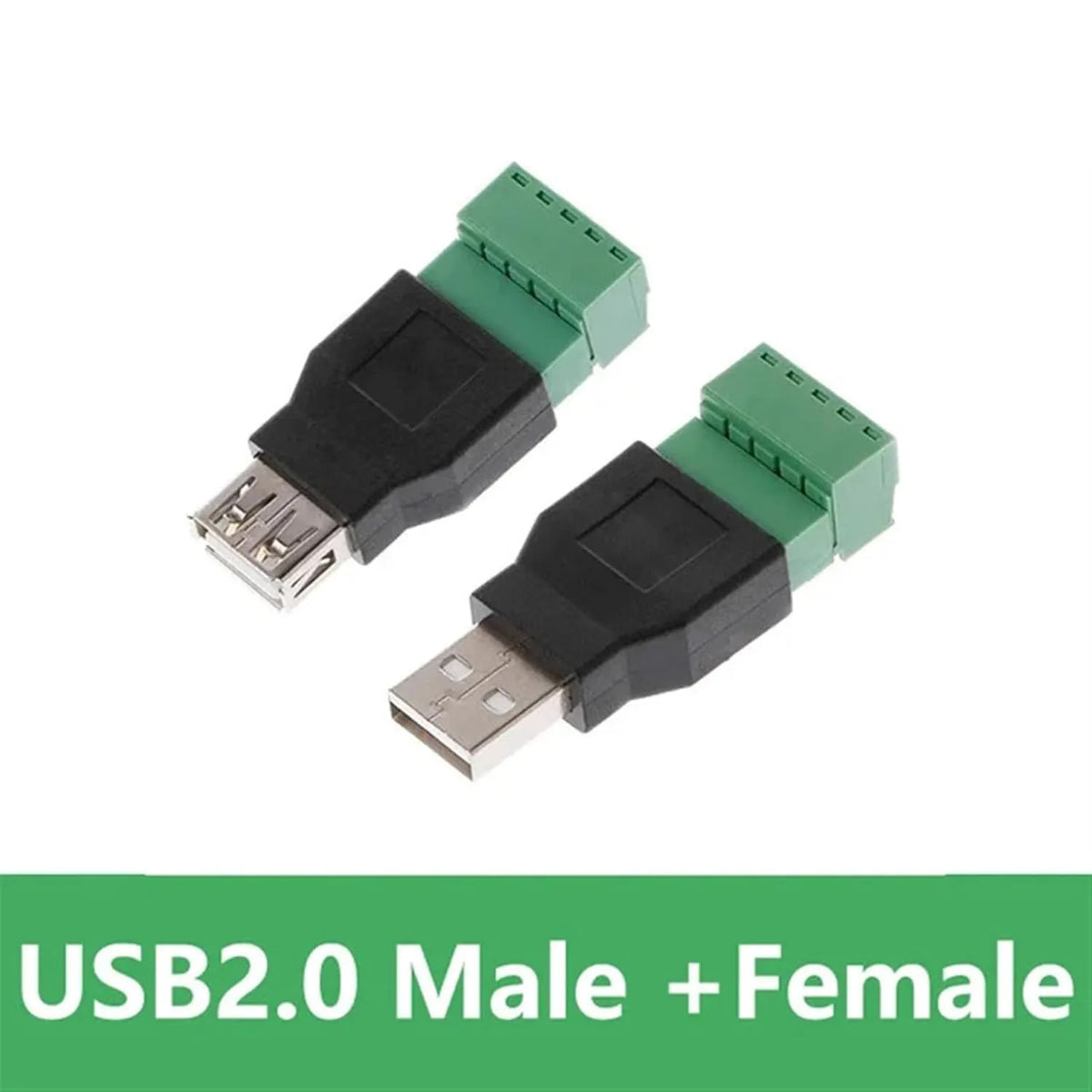 USB 2.0 Type A Male/Female to 5 Pin Screw Connector USB Jack with Shield Screw Terminal Plug Socket for Computer TV Keyboard
