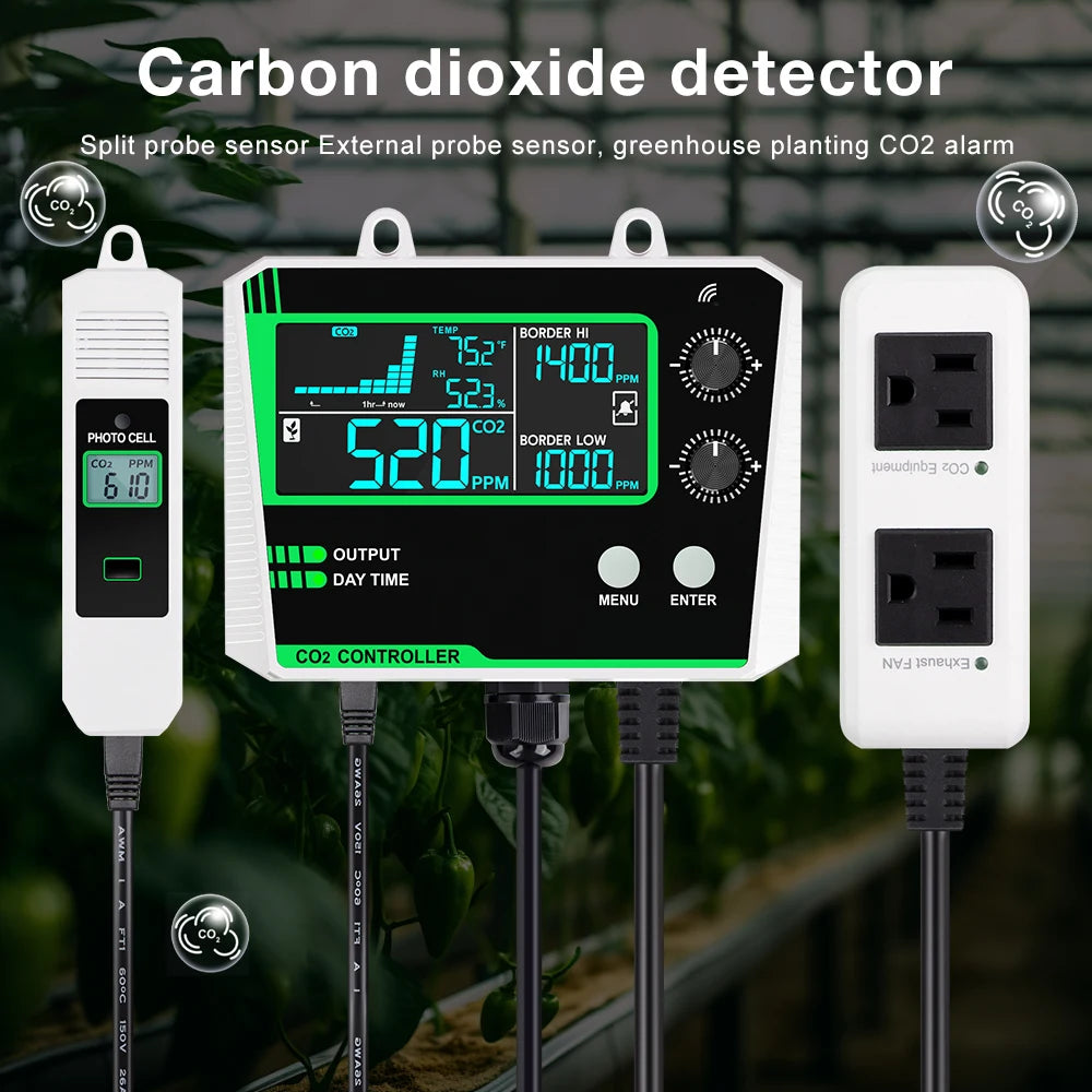 Automatic CO2 Concentration Control 0-5000ppm Carbon Dioxide Controller NDIR Sensor CO2 Detector for Greenhouse