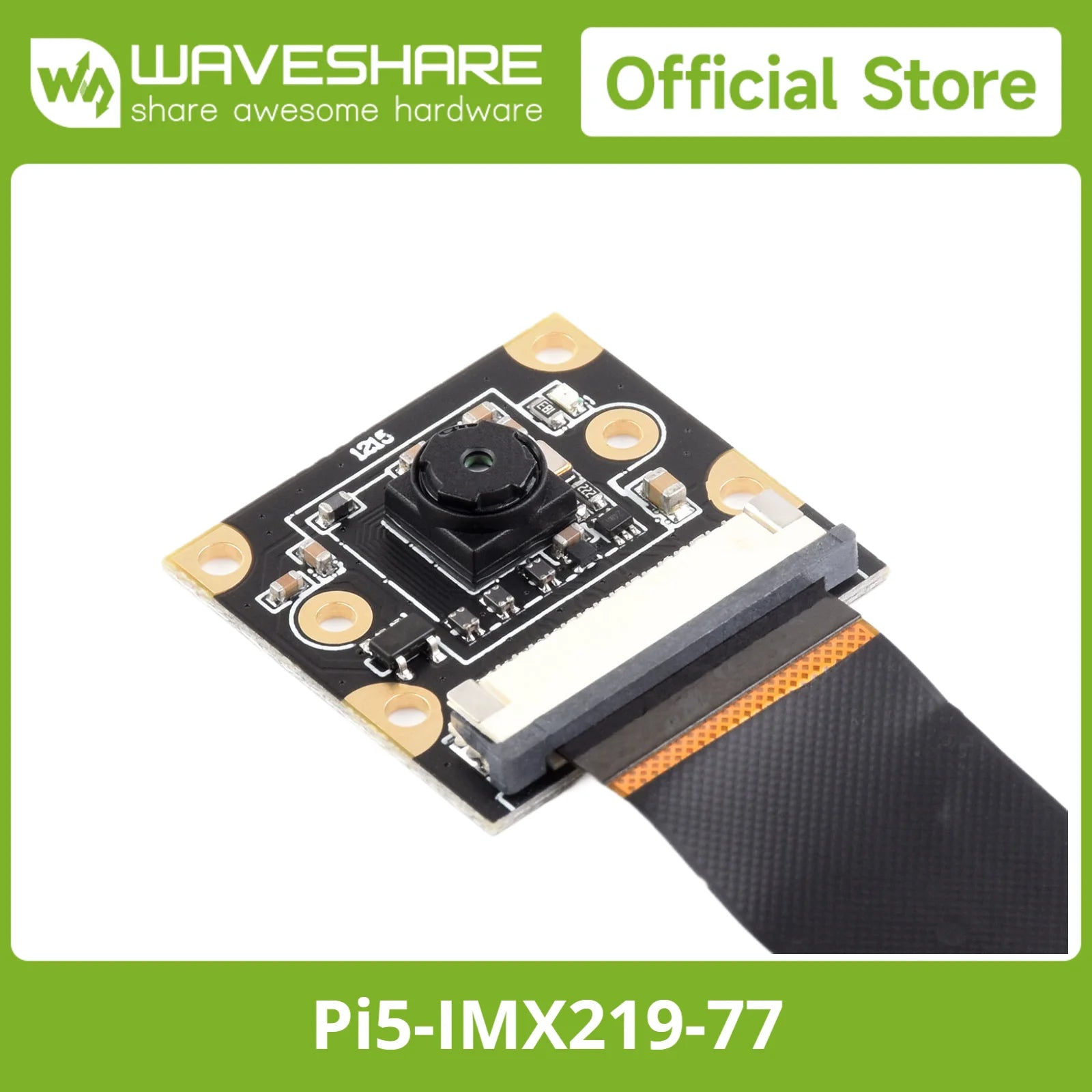Waveshare IMX219 Camera Module For Raspberry Pi 5, 8MP, MIPI-CSI Interface, Options For 79.3° / 120° FOV,  IMX219 Sensor