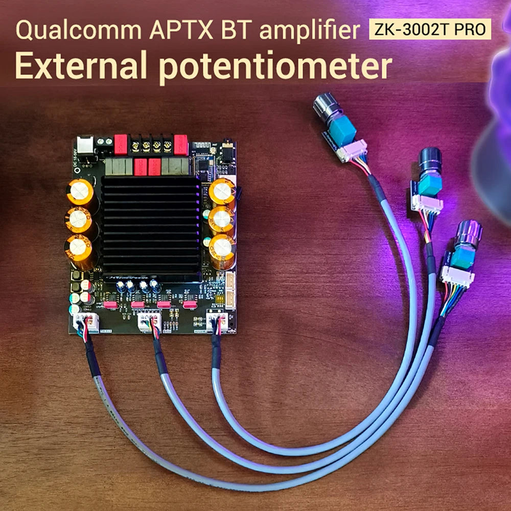 DC 18-50V 3002T PRO Bluetooth Amplifier Board Qualcomm QCC3034 2.0 Channel APTX Lossless 300W+300W TPA3255