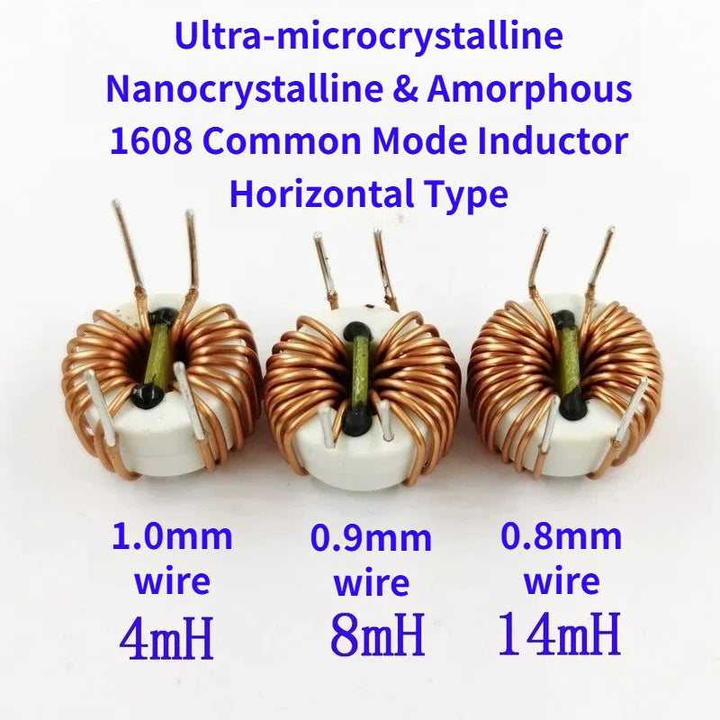 5PCS Nanocrystalline Amorphous Common Mode Choke Coil T16*10*8 Horizontal Winding Inductor 4mH 8mH 14mH