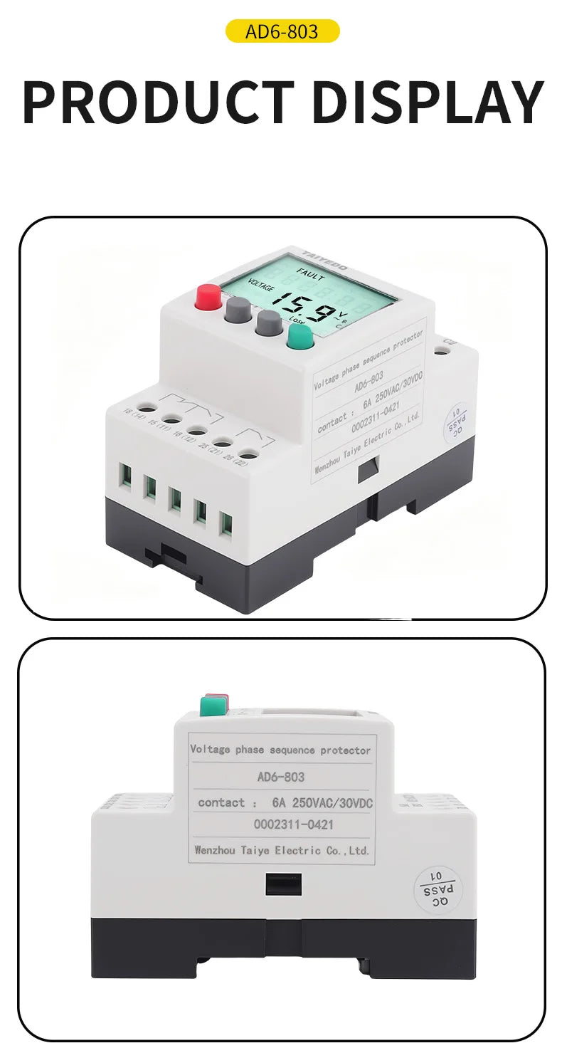LCD Digital Three-Phase Power Supply Motor Overvoltage And Undervoltage Elevator Phase Sequence Protection Relay