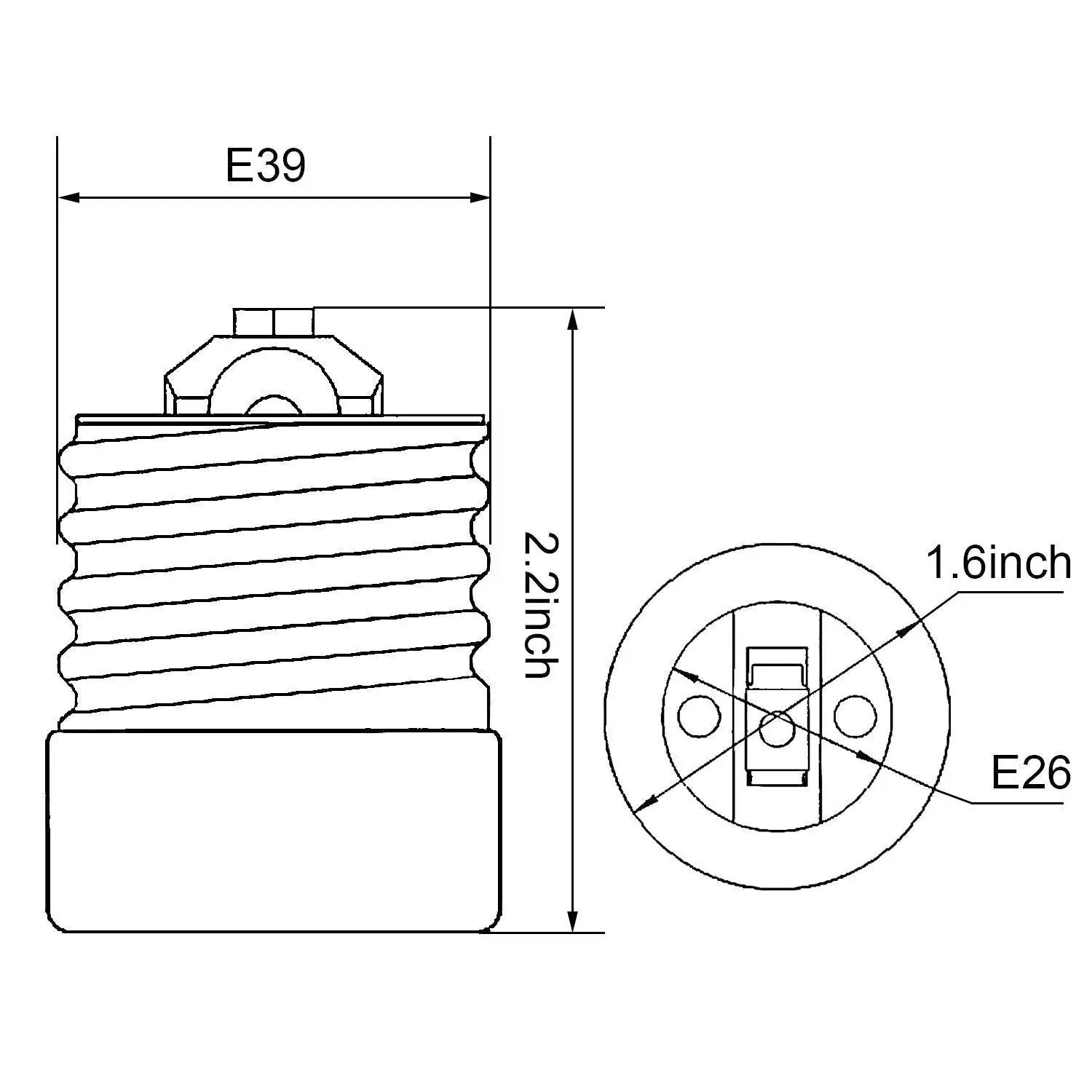 1pc E39/E40 to E26/E27 Light Socket Adapter Mogul to Medium Light Bulb Converter Ceramic CE UL,Install E26/E27 In E39/E40 Socket