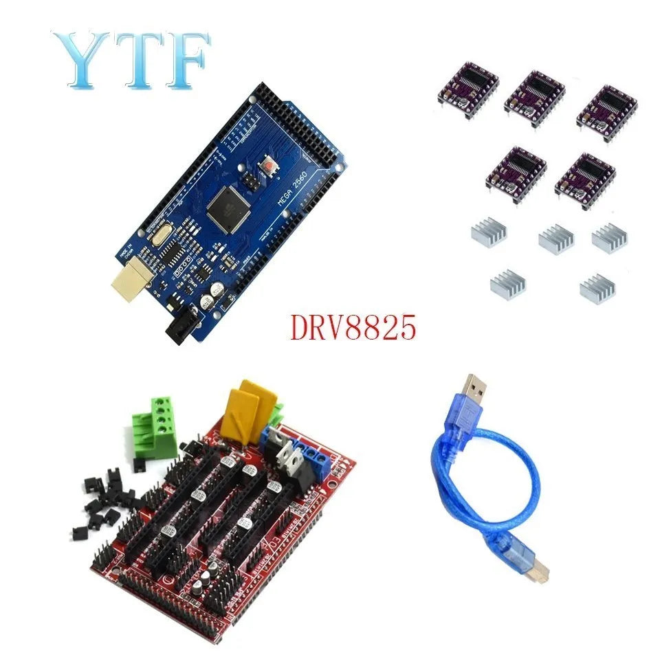 Mega 2560 R3 1pc RAMPS 1.4 control panel 5pcs DRV8825 or A4988 Stepper Motor Drive 3D Printer Parts