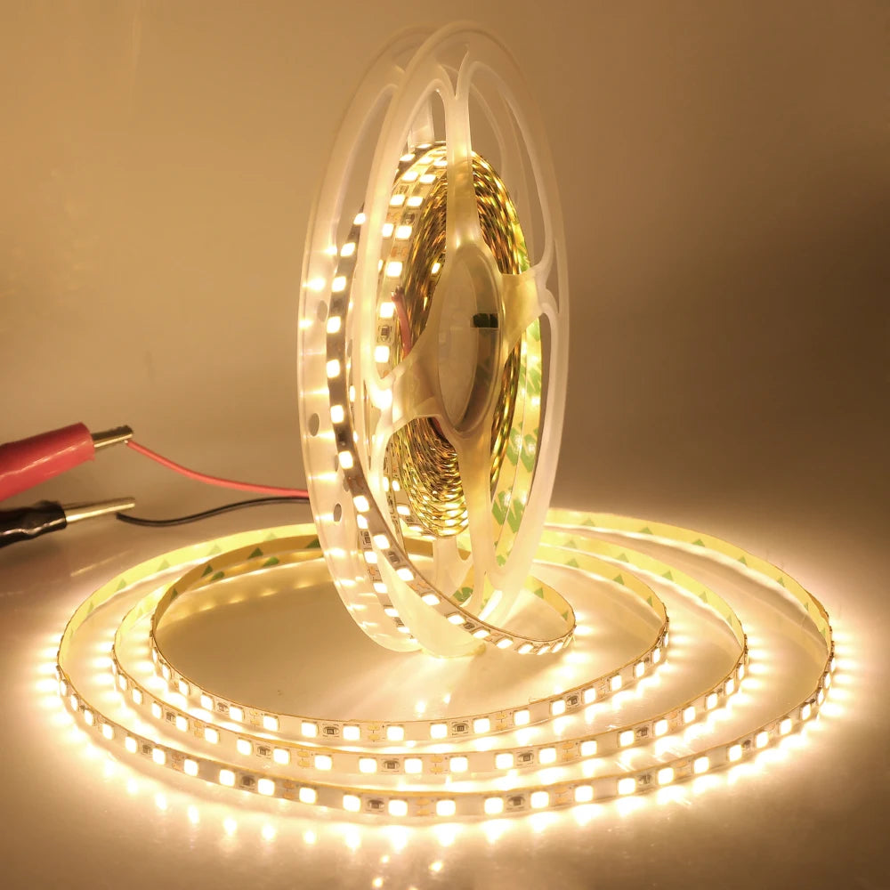 12V LED Strip Light 2835 SMD 4mm Super Bright 120LED/m 5M 600 Pixel Flexible LED Tape Lights Natural White/Warm White/Cold White
