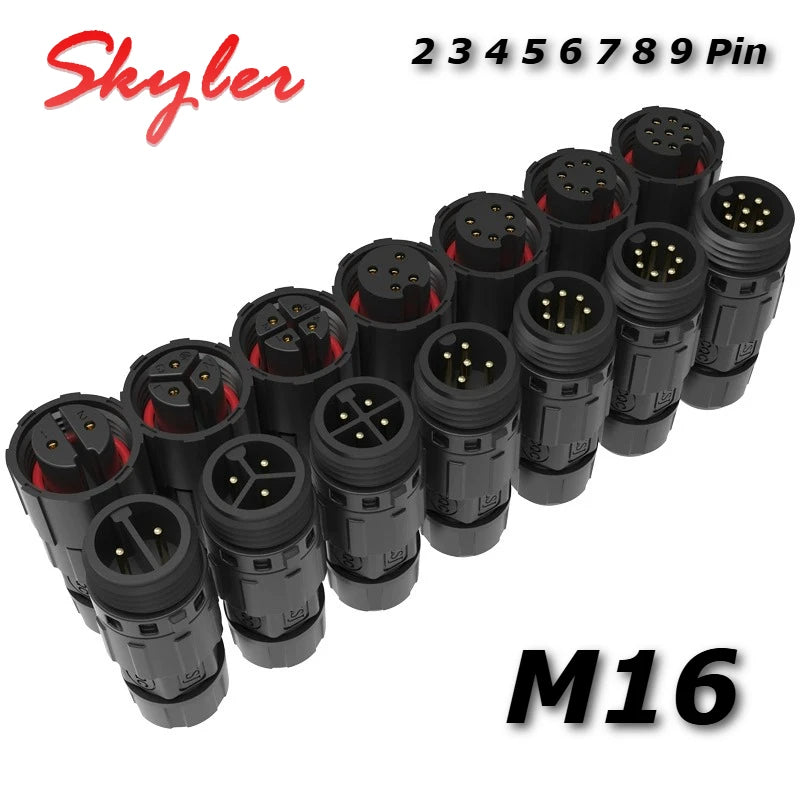 Waterproof M16 2 3 4 5Pin 6 7 8 9 Pin Cable Connector Outdoor IP68 Screw/Welding Male Female Wire Power Aviation Plug Connector