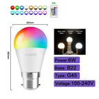 1-10PCS Smart RGBW LED Bulb Spotlight E27 E14 B22 GU10 6W 10W with Infrared Remote Control Suitable for Colorful Home Lighting