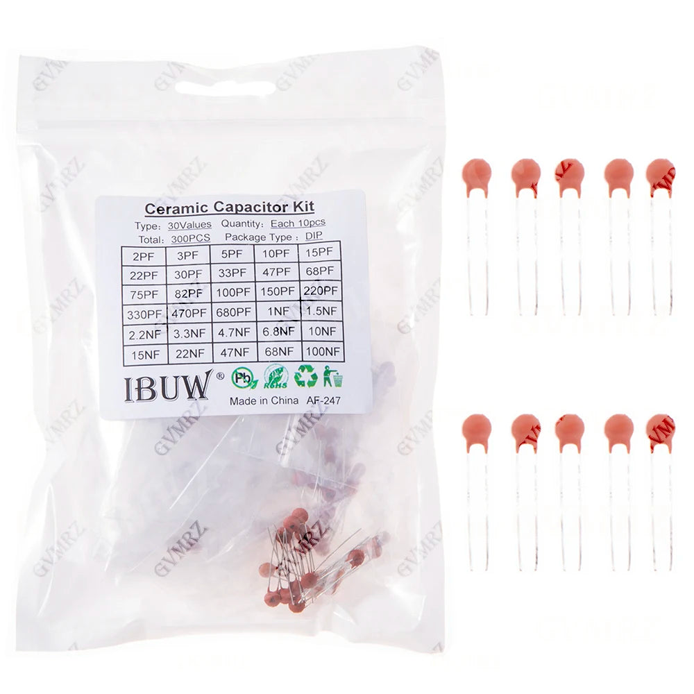 960PCS 3600PCS 300PCS Ceramic Capacitors Kit Electronic Components Package Capacitor Assorted Samples Kit DIY