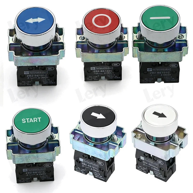 1Pcs XB2-BG21 XB2-BA31 XB2-BS54 22mm Knob Key Start Inching Power on Button Switch Self Reset Small Mushroom Head Emergency Stop