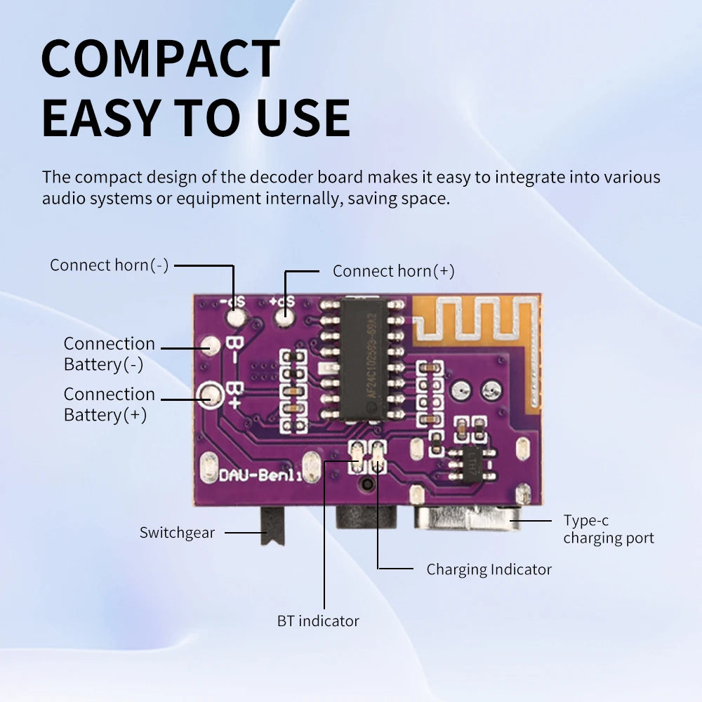 1-10 PCS DIY BT Audio Receiver Board DC 3.5V-5V 5W Mono Amplifier Decoder Board MP3 Player TWS 3.5mm AUX Speaker Stereo Module