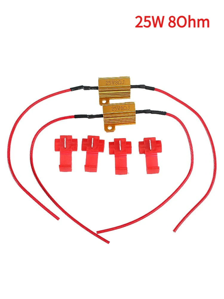 2 Sets 25W 50W Car LED Canbus Decoder  6ohm 8ohm 50 Ohm Load Resistors for Automobile Turn Signal Lamp Wirewound Resistor