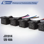 12V 40A 5 Pin Waterproof Automotive Relay with Socket Wire Harness for Car Truck Boat Marine ATV