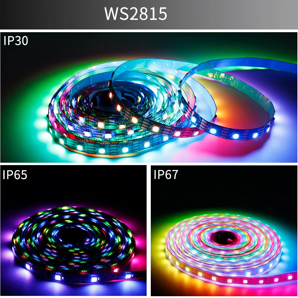 WS2811 WS2812B WS2813 WS2815 30/60/144 leds/m RGB LED Strip WS2812 Individually Addressable Tape Light IP30/IP65/IP67 DC5V DC12V