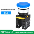 Mushroom Push Button Switch Waterproof Momentary Reset Self Locking Latching 12V 24V 220V 1NO 1NC 2NO 2NC Green/Yellow/White/Red
