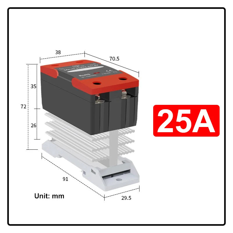 Solid State Relay Din Rail with Radiator SSR 25DA 40DA 60DA DC Control AC Single Phase SSR DA